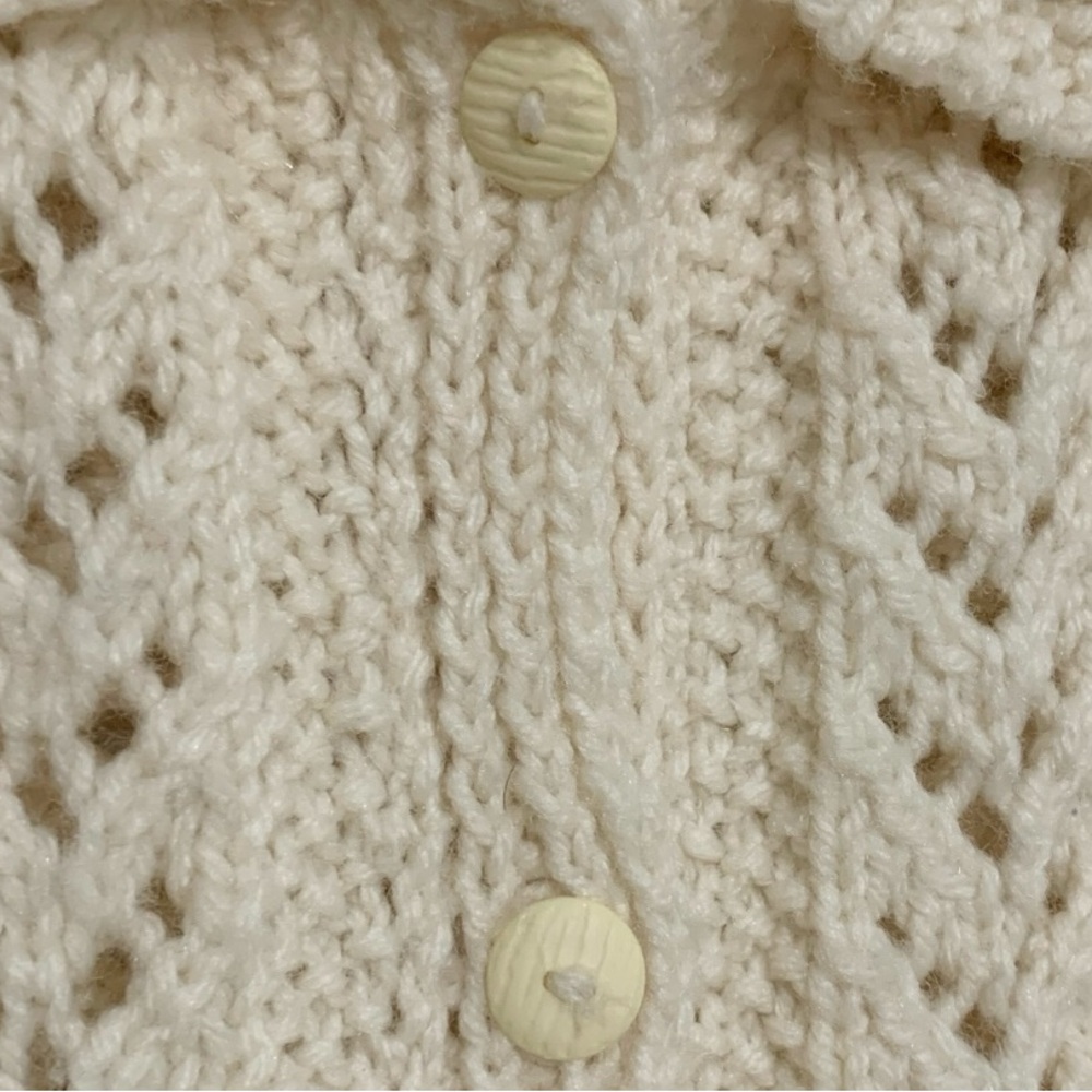 Hand Crochet Collared Button Front Cardigan - Picture 5 of 13